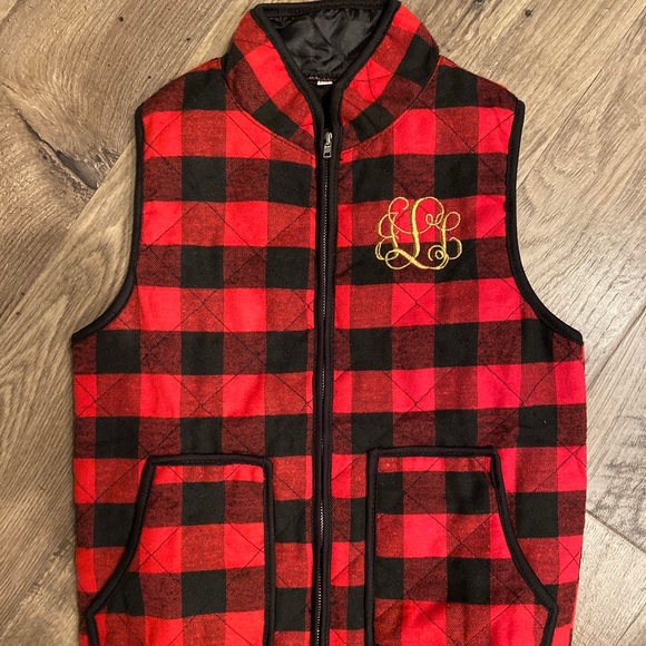 Red or White Buffalo Plaid checker vest-monogram - Picture 6 of 8